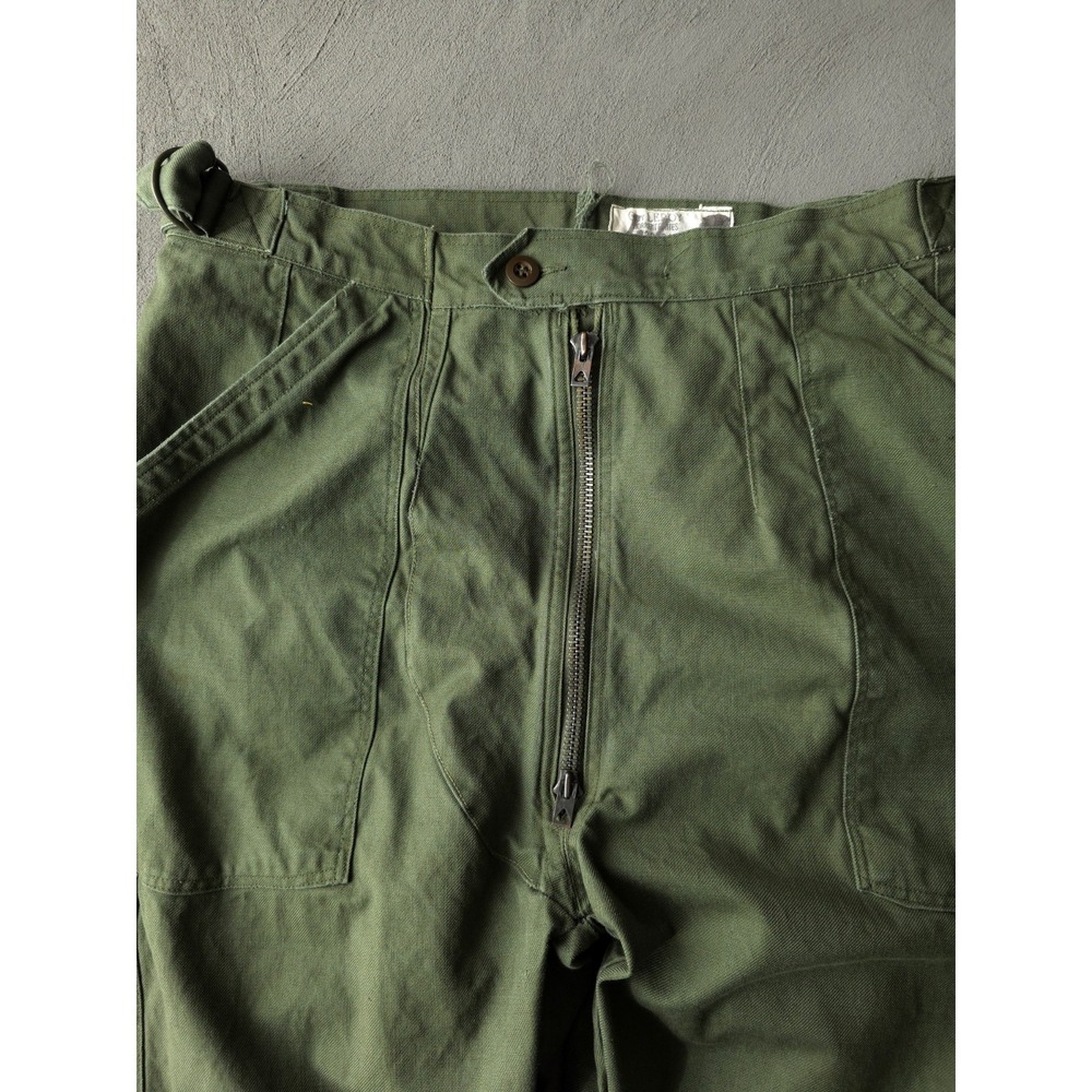 Vintage 1960s Guy Leroy Green Cotton Twill Mechanic Pants Military Style 32 x 27 - Picture 7 of 12